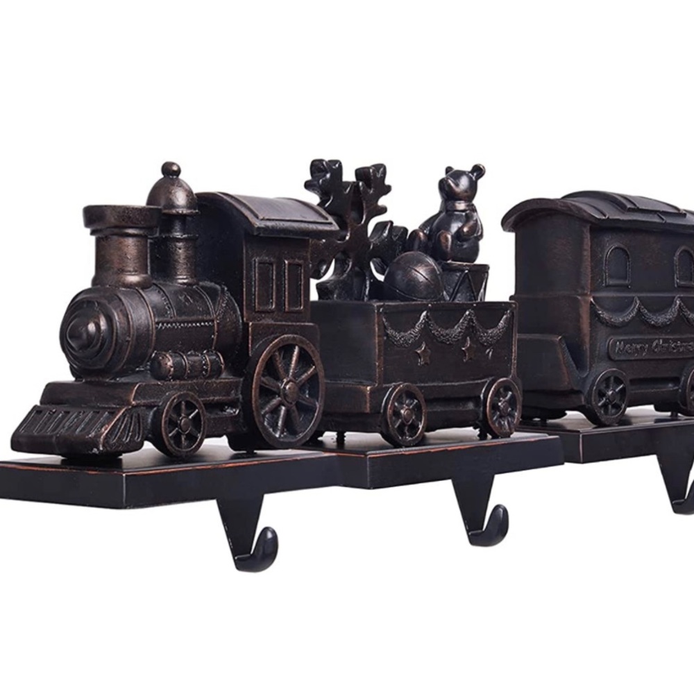 Christmas Stocking Holder Set, Train Patterns & Anti-Skid Hanger Set of 4)